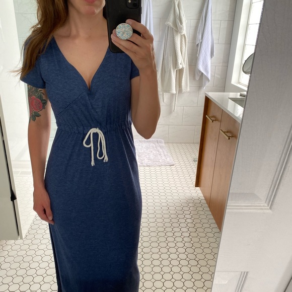 Blue Beach Maxi Dress with Drawstring - Picture 2 of 7